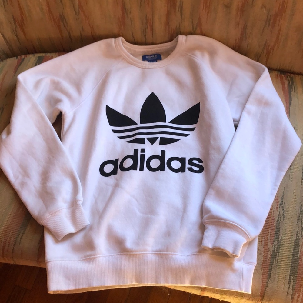 Adidas White Sweat Top